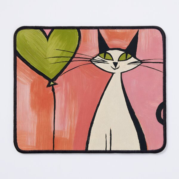 Item preview, Stylized Cat with Heart Balloon Greeting Card - Vibrant Playful Modern Whimsical Design designed and sold by OlfactoART Studio.