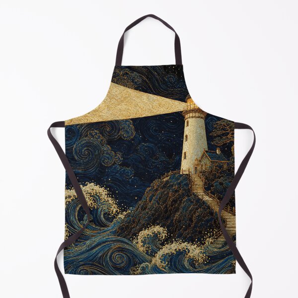 Item preview, Golden Lighthouse Under a Wild Midnight Sea designed and sold by eliramaison.