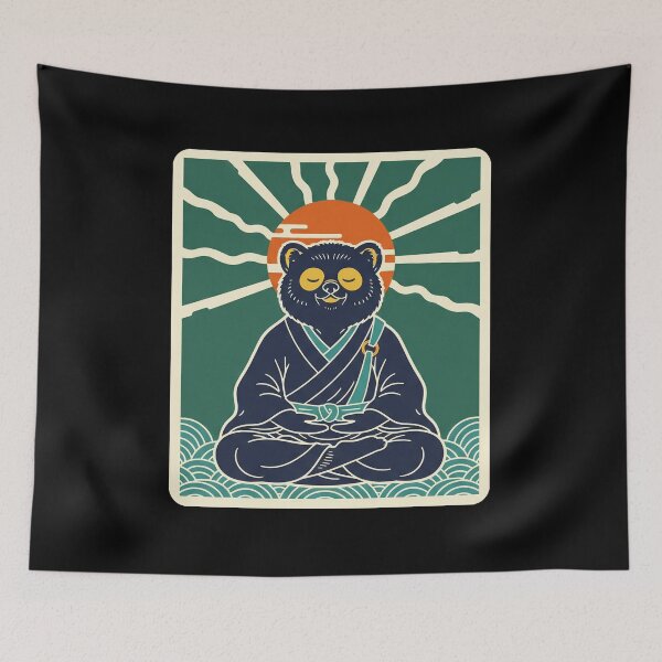 Item preview, Meditating Bear Retro Zen  designed and sold by JordynLadukeg65.