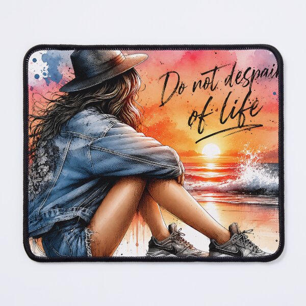 Item preview, Do Not Despair of Life – Sunset Aesthetic Watercolor Beach Girl Illustration designed and sold by joyorashop.