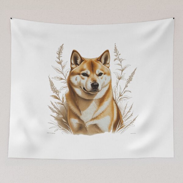 Item preview, Shiba Inu T-Shirt — Vintage Botanical Fine Art Shiba Inu Portrait Graphic Tee for Shiba Inu Owners and Dog Lovers designed and sold by PaleInk.