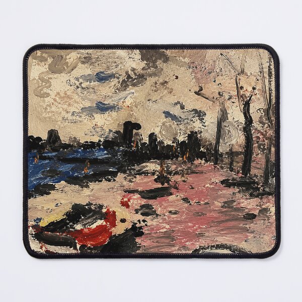 Item preview, Abstract City Harbor Painting with Pink Water designed and sold by eliramaison.