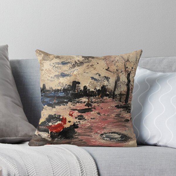Item preview, Abstract City Harbor Painting with Pink Water designed and sold by eliramaison.