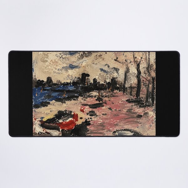 Item preview, Abstract City Harbor Painting with Pink Water designed and sold by eliramaison.