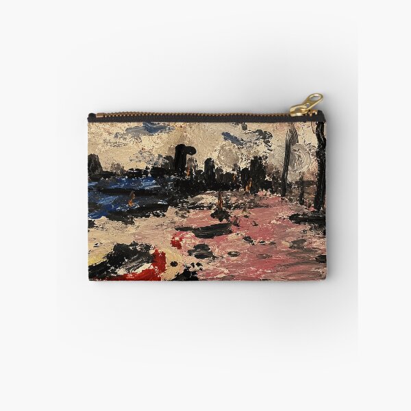 Item preview, Abstract City Harbor Painting with Pink Water designed and sold by eliramaison.
