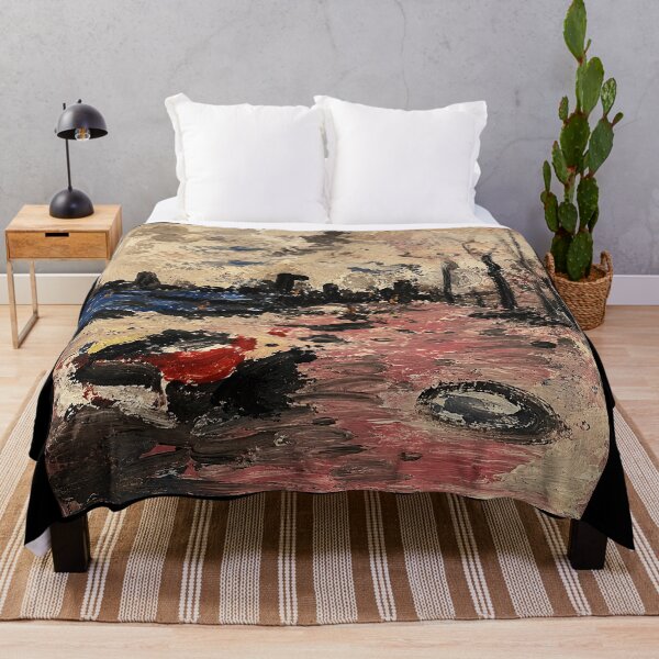 Item preview, Abstract City Harbor Painting with Pink Water designed and sold by eliramaison.