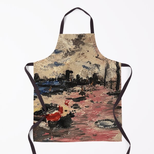 Item preview, Abstract City Harbor Painting with Pink Water designed and sold by eliramaison.