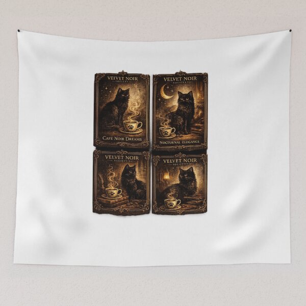 Item preview, Velvet Noir Society – Cafe Noir Dreams Vintage Cat Poster Collection designed and sold by DailyTrendFinds.