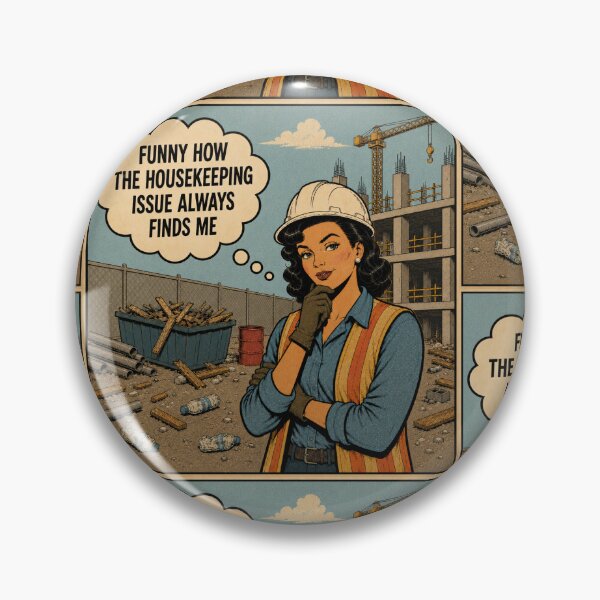 Item preview, Funny Construction Housekeeping – Retro Women in Construction Comic Art designed and sold by SassySuperintendent.