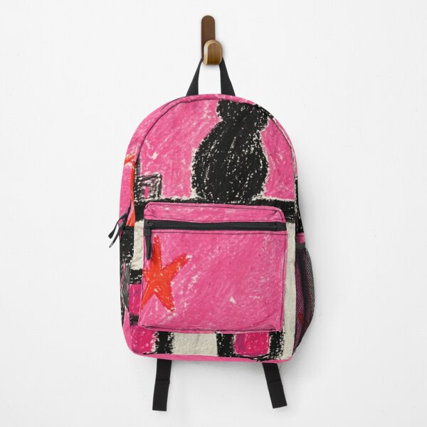 Item preview, Black Cat Pink Night City Illustration designed and sold by Modaozushi216.
