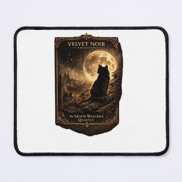 Item preview, Velvet Noir Society – The Moon Watches Quietly Vintage Gothic Cat Art designed and sold by DailyTrendFinds.