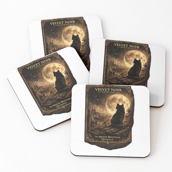 Item preview, Velvet Noir Society – The Moon Watches Quietly Vintage Gothic Cat Art designed and sold by DailyTrendFinds.