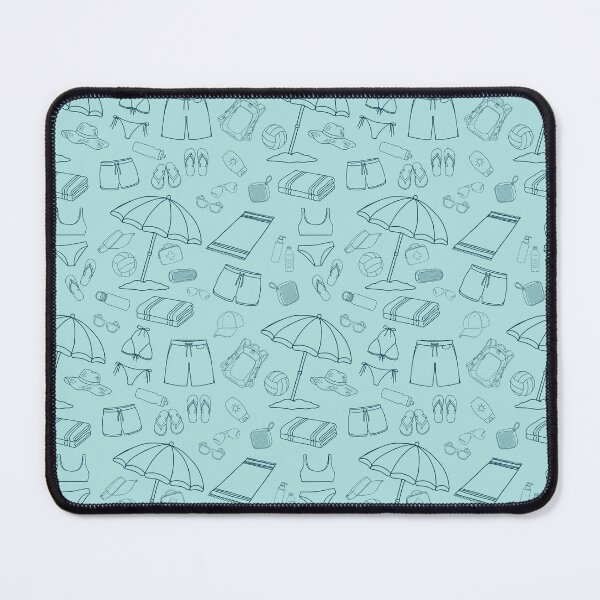Item preview, Beach Day Essentials Line Art Pattern on Aqua Blue designed and sold by Janie in Repeat .