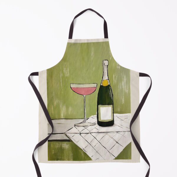 Item preview, Soft Elegance Toast - Champagne Bottle with Pink Filled Glass on White Draped Table in Serene Green designed and sold by OlfactoART Studio.