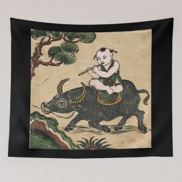 Item preview, Vintage Flute Rider Folk Art Illustration designed and sold by eliramaison.