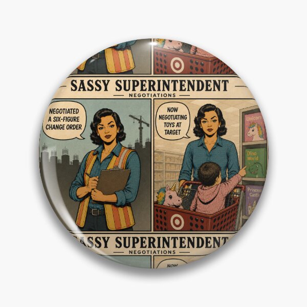 Item preview, Funny Construction Mom Comic – “Now Negotiating Toys at Target” Retro Art designed and sold by SassySuperintendent.