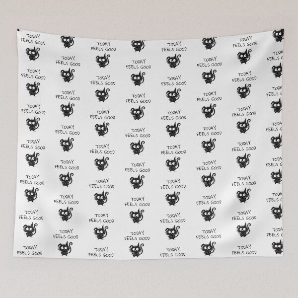 Item preview, Funny Black Cat – TODAY FEELS GOOD Mood | Doodle Cat Meme designed and sold by moodiecatshop.