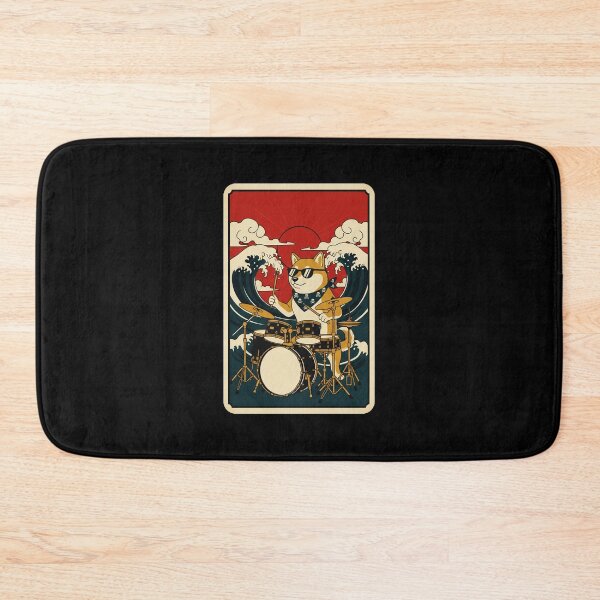 Item preview, Cool Shiba Inu Drummer Japanese Wave Poster designed and sold by JordynLadukeg65.