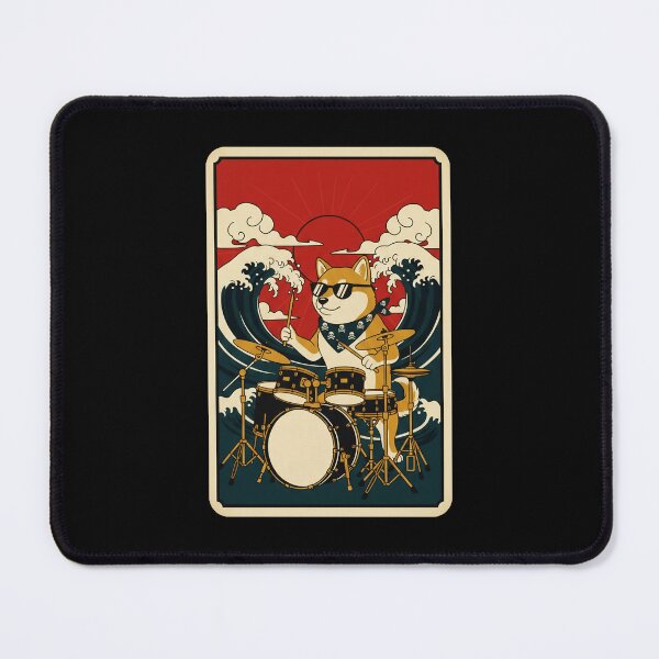 Item preview, Cool Shiba Inu Drummer Japanese Wave Poster designed and sold by JordynLadukeg65.