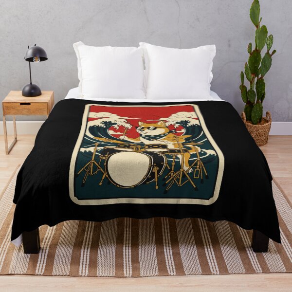 Item preview, Cool Shiba Inu Drummer Japanese Wave Poster designed and sold by JordynLadukeg65.