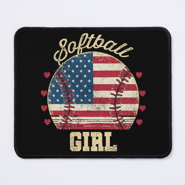 Item preview, Vintage Patriotic Softball Girl USA Flag Shirt designed and sold by LashondaGreen89.