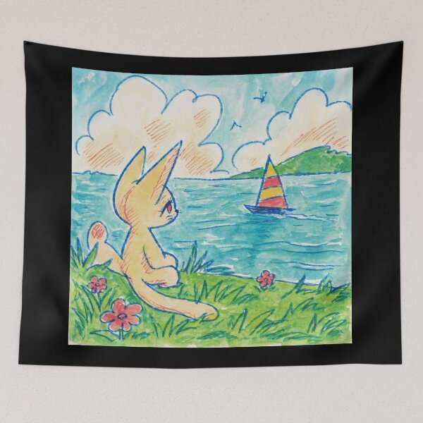 Item preview, Cute Bunny Watching Sailboat Lakeside  designed and sold by Modaozushi216.