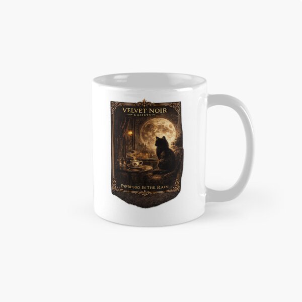 Item preview, Velvet Noir Society – Espresso In The Rain Vintage Gothic Cat Poster designed and sold by DailyTrendFinds.
