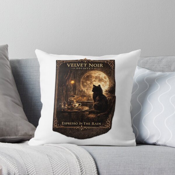 Item preview, Velvet Noir Society – Espresso In The Rain Vintage Gothic Cat Poster designed and sold by DailyTrendFinds.