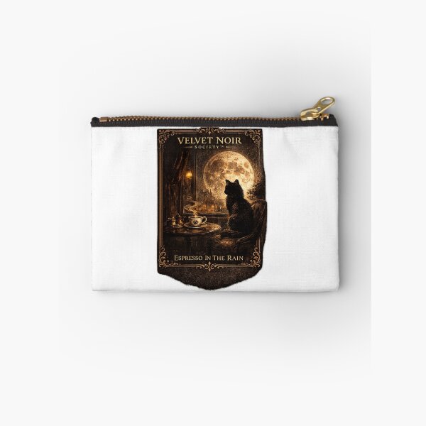 Item preview, Velvet Noir Society – Espresso In The Rain Vintage Gothic Cat Poster designed and sold by DailyTrendFinds.
