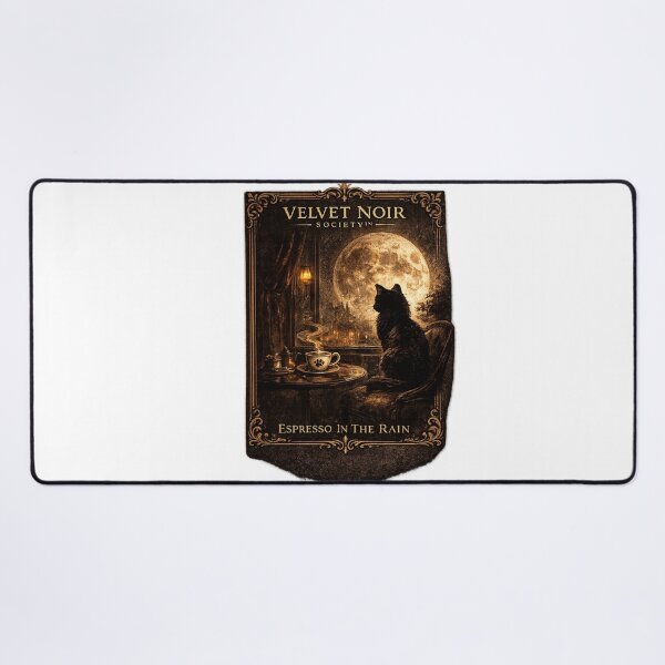 Item preview, Velvet Noir Society – Espresso In The Rain Vintage Gothic Cat Poster designed and sold by DailyTrendFinds.