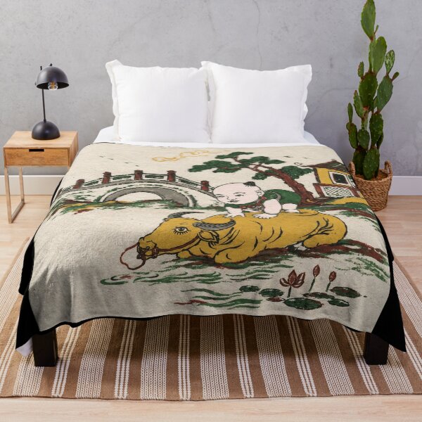 Item preview, Vintage Child and Water Buffalo Folk Painting designed and sold by eliramaison.