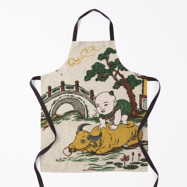 Item preview, Vintage Child and Water Buffalo Folk Painting designed and sold by eliramaison.