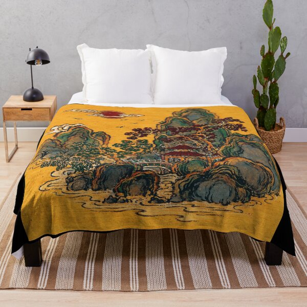 Item preview, Japanese Mountain Temple Illustration Vintage Ink Style designed and sold by eliramaison.