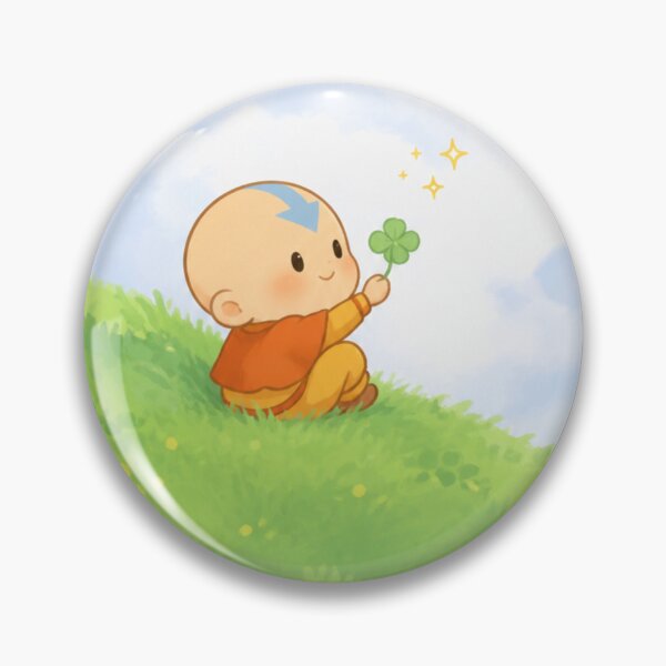 Item preview, Aang Chibi Art Holding a Four Leaf Clover In a Grass Field  designed and sold by Cat-and-Panda.