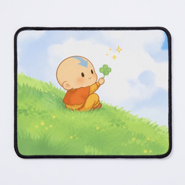 Item preview, Aang Chibi Art Holding a Four Leaf Clover In a Grass Field designed and sold by Cat-and-Panda.