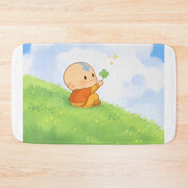 Item preview, Aang Chibi Art Holding a Four Leaf Clover In a Grass Field  designed and sold by Cat-and-Panda.