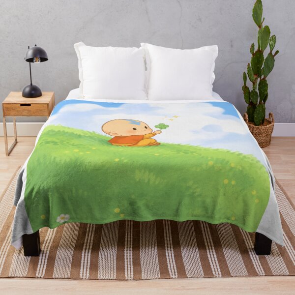 Item preview, Aang Chibi Art Holding a Four Leaf Clover In a Grass Field  designed and sold by Cat-and-Panda.