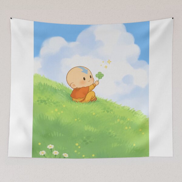 Item preview, Aang Chibi Art Holding a Four Leaf Clover In a Grass Field  designed and sold by Cat-and-Panda.