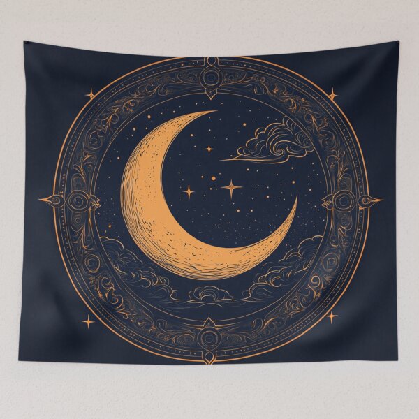 Item preview, Circular mystical moon with ethereal sky designed and sold by dcrc.