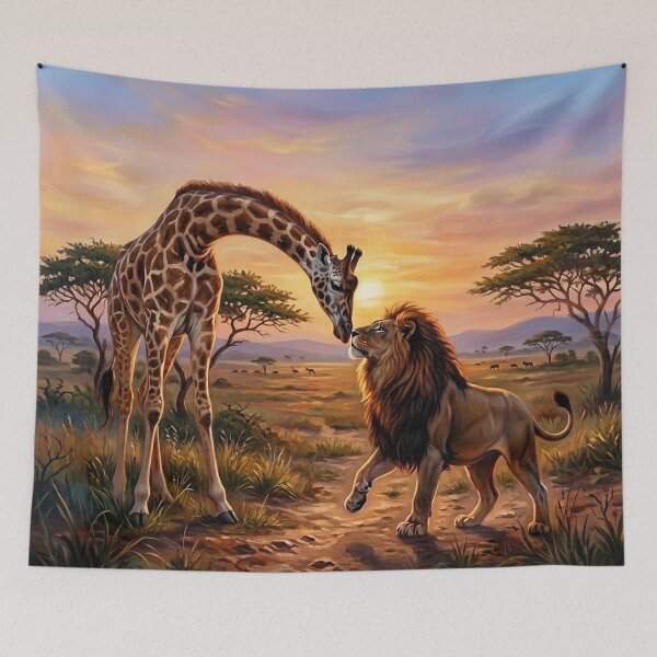 Item preview, Giraffe and Lion Make Peace designed and sold by Eclectic Monkey.