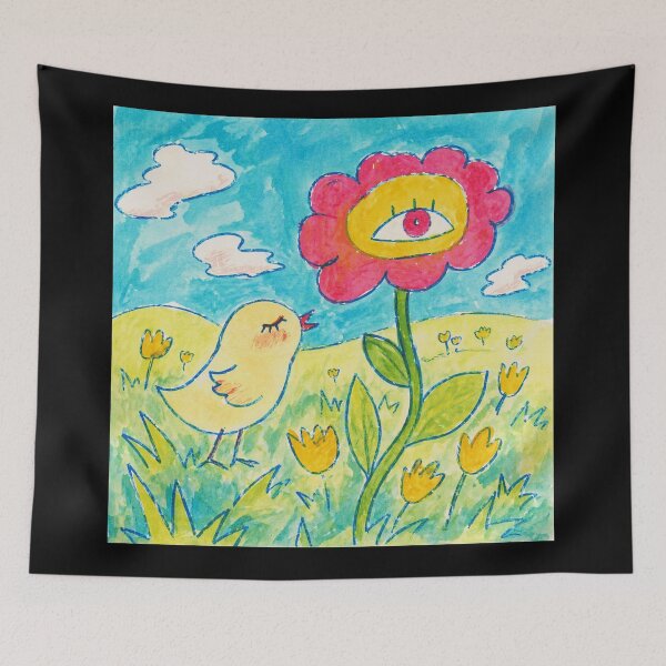 Item preview, Eye Flower Bird Surreal Nature Sketch designed and sold by Modaozushi216.