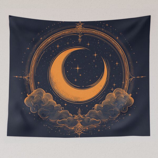 Item preview, Circular mystical moon with ethereal sky designed and sold by dcrc.