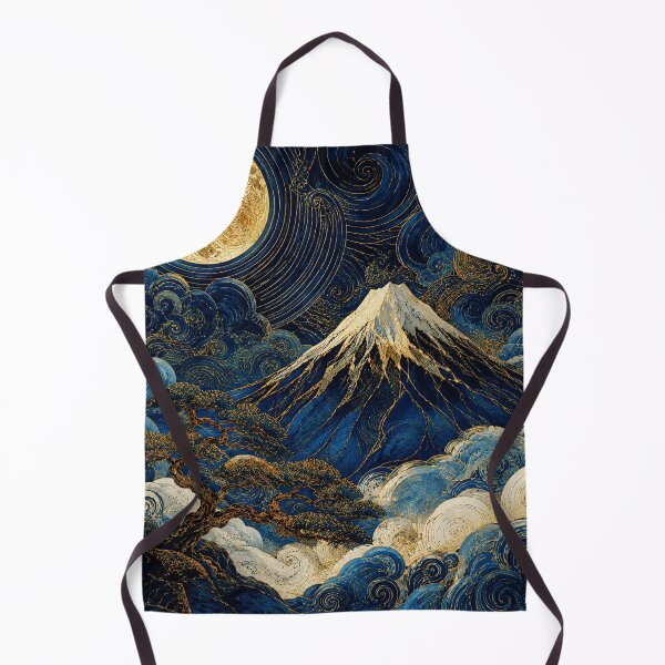 Item preview, Moonlit Mount Fuji Wave Art in Deep Blue designed and sold by eliramaison.