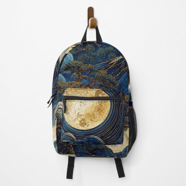 Item preview, Moonlit Mount Fuji Wave Art in Deep Blue designed and sold by eliramaison.