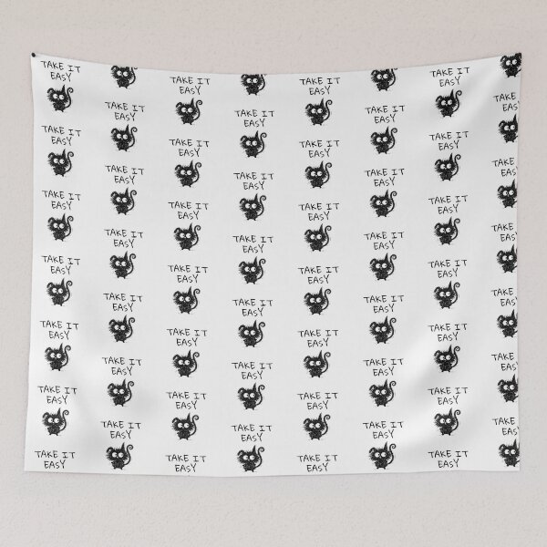 Item preview,  Funny Black Cat – TAKE IT EASY Mood | Doodle Cat Meme designed and sold by moodiecatshop.