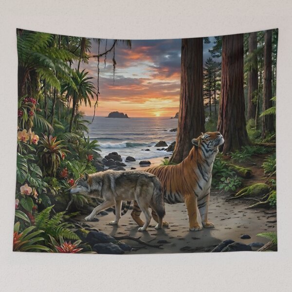 Item preview, Wolf and Tiger Two Worlds Meet designed and sold by Eclectic Monkey.