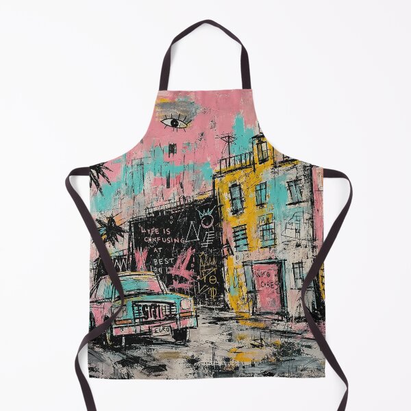 Item preview, Pink Chaos Street Art Painting with Vintage Car designed and sold by eliramaison.