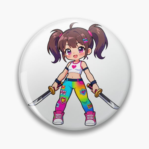 Item preview, Cut vibrant anime girl with twin daggers designed and sold by Mia's Menagerie.