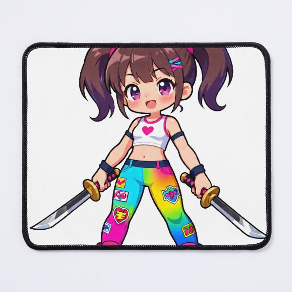 Item preview, Cut vibrant anime girl with twin daggers designed and sold by Mia's Menagerie.