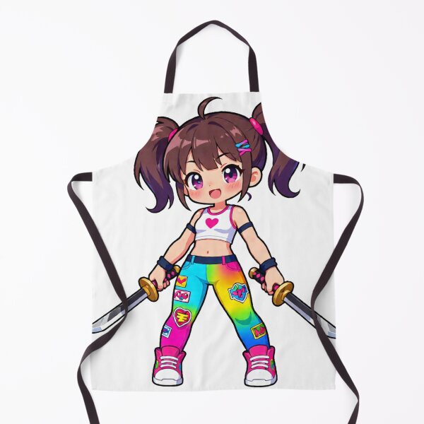 Item preview, Cut vibrant anime girl with twin daggers designed and sold by Mia's Menagerie.